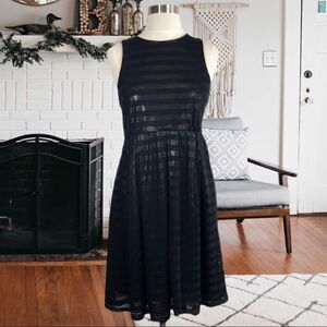 Samantha Treacy Stripe Metallic Classic Baby Doll Cocktail Dress